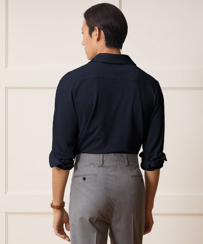 Cotton-Cashmere Pique Shirt - Navy