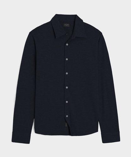Cotton-Cashmere Pique Shirt - Navy