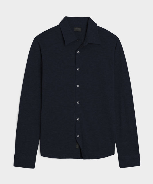 Cotton-Cashmere Pique Shirt - Navy