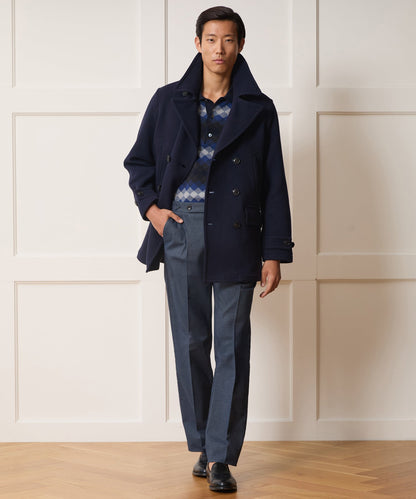Italian Wool-Cashmere Peacoat - Navy