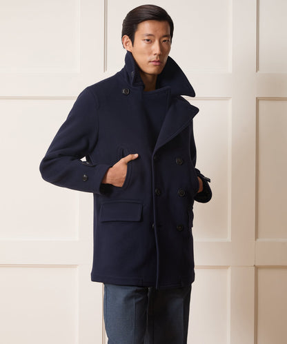 Italian Wool-Cashmere Peacoat - Navy