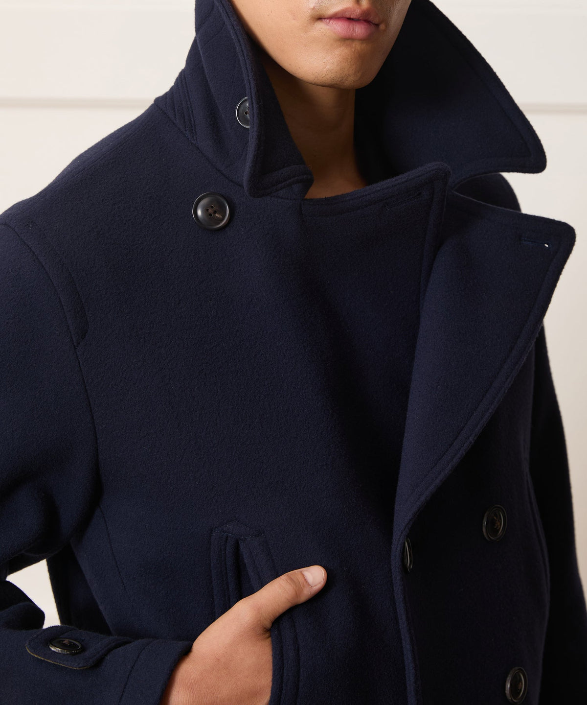 Italian Wool-Cashmere Peacoat - Navy