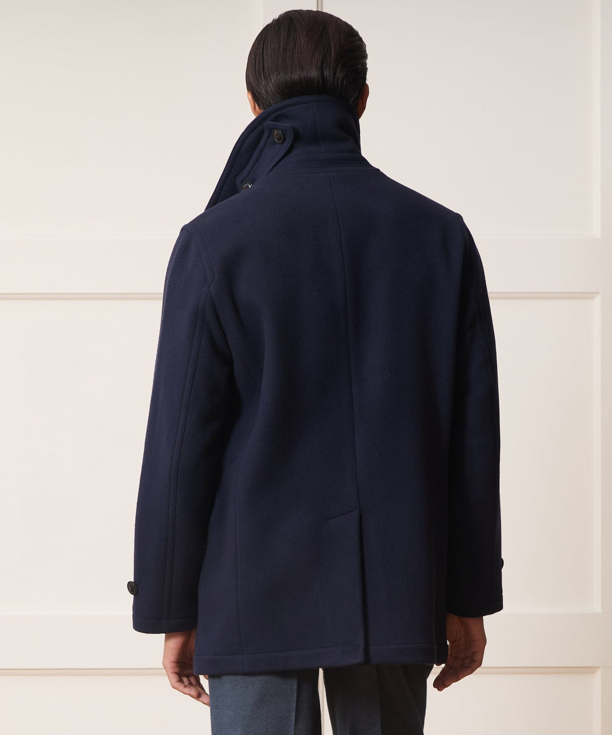 Italian Wool-Cashmere Peacoat - Navy