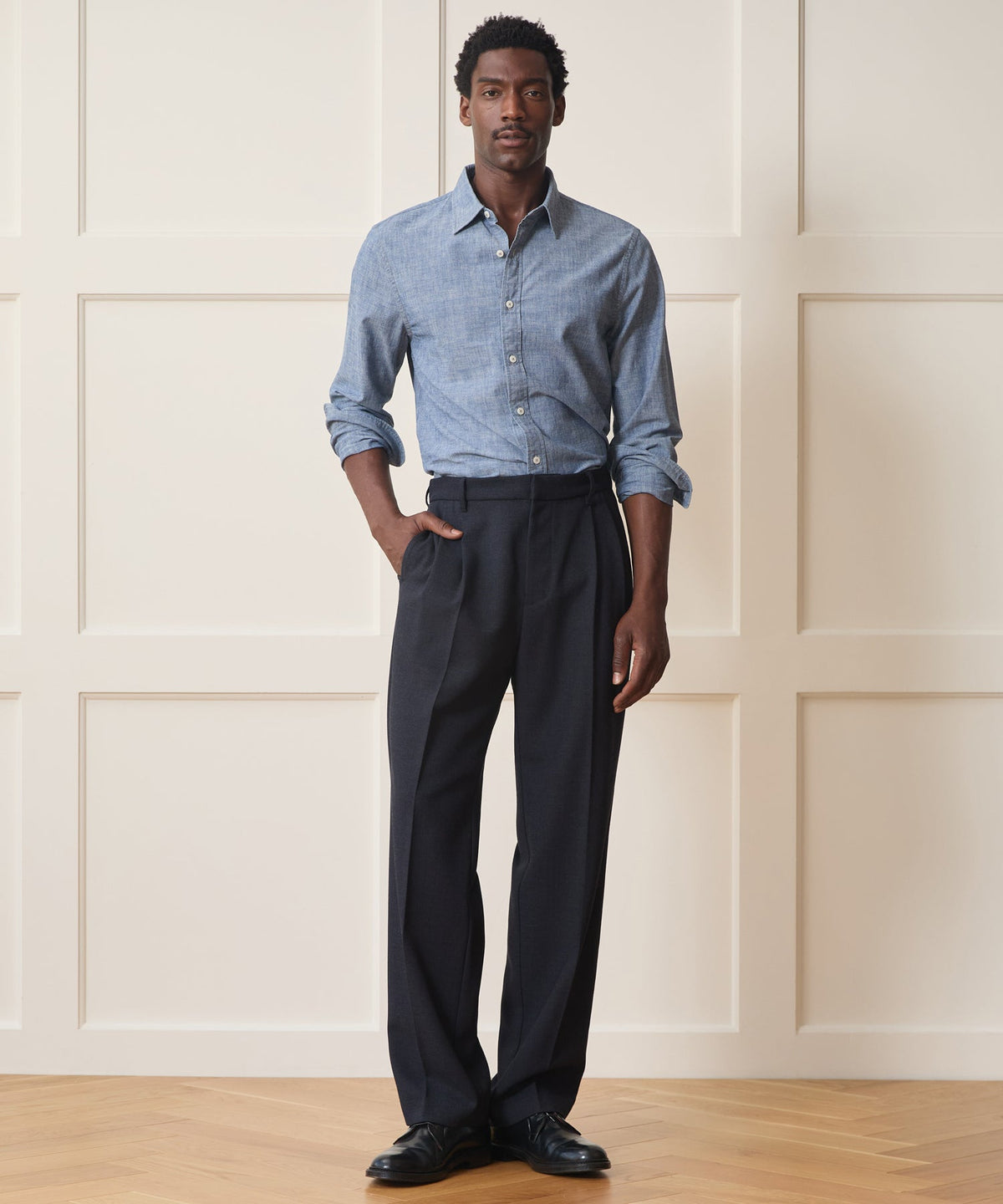 Italian Lightweight Wool Officer Trouser - Library Ink