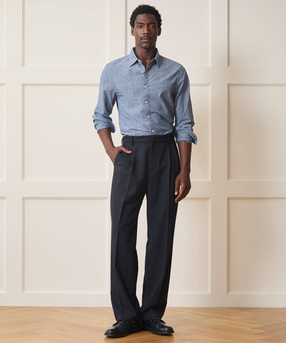 Italian Lightweight Wool Officer Trouser - Library Ink
