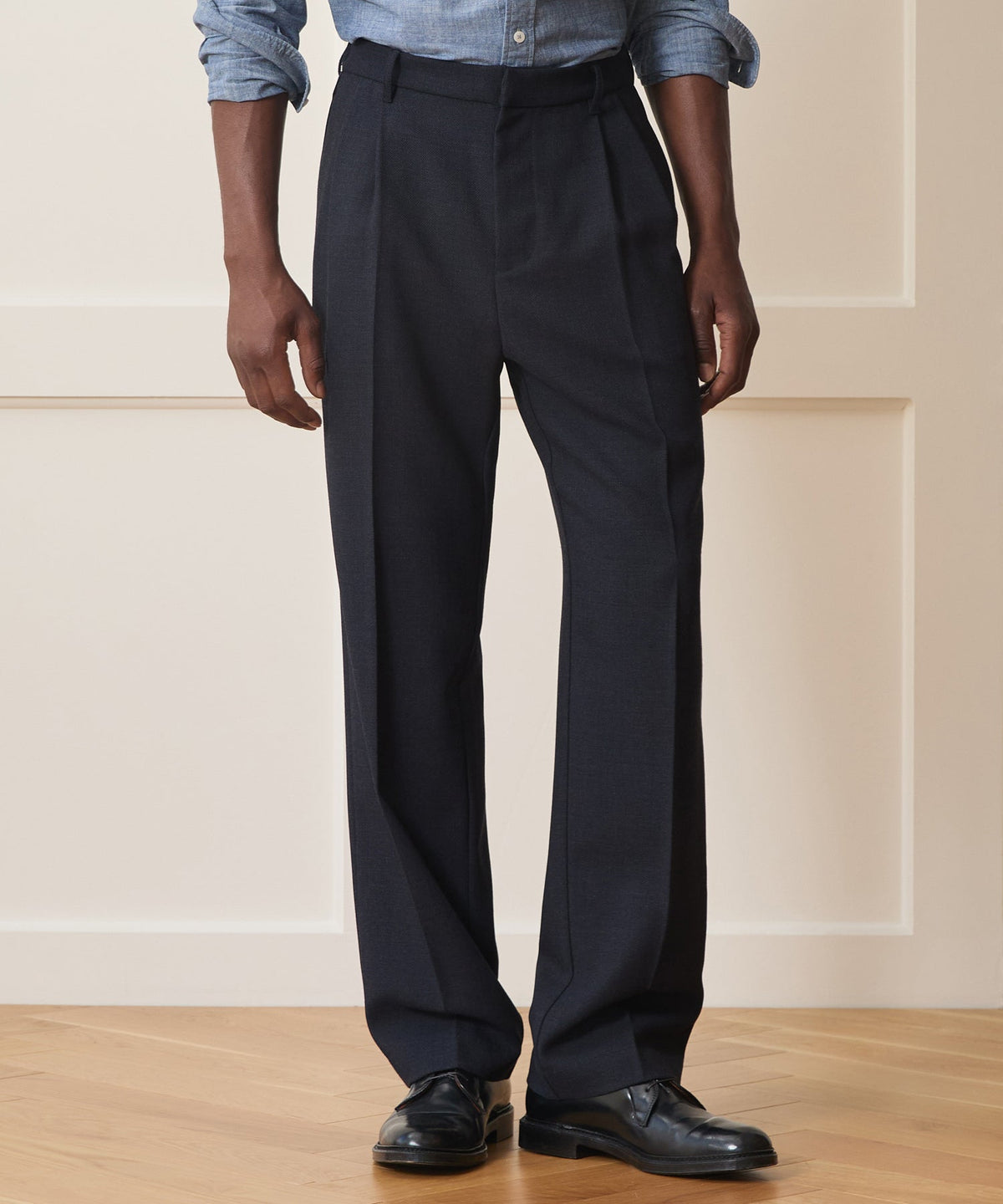 Italian Lightweight Wool Officer Trouser - Library Ink