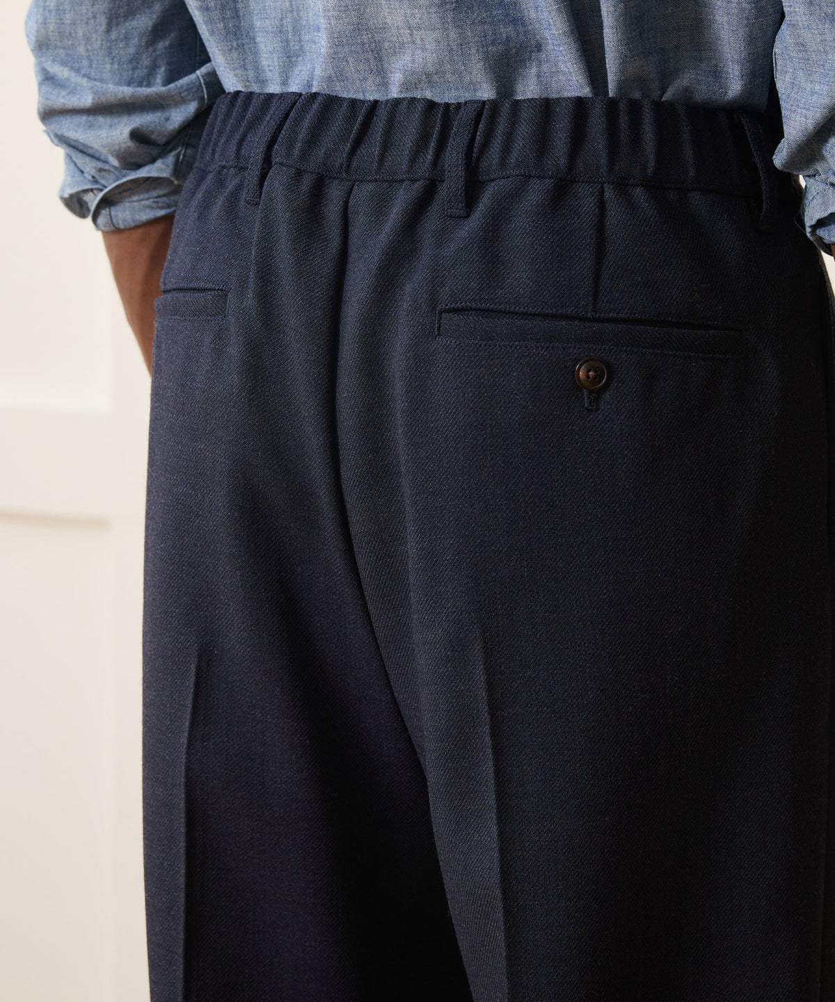 Italian Lightweight Wool Officer Trouser - Library Ink