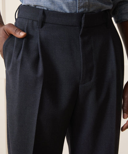 Italian Lightweight Wool Officer Trouser - Library Ink