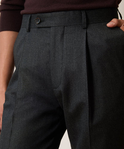 Italian Flannel Madison Trouser - Charcoal