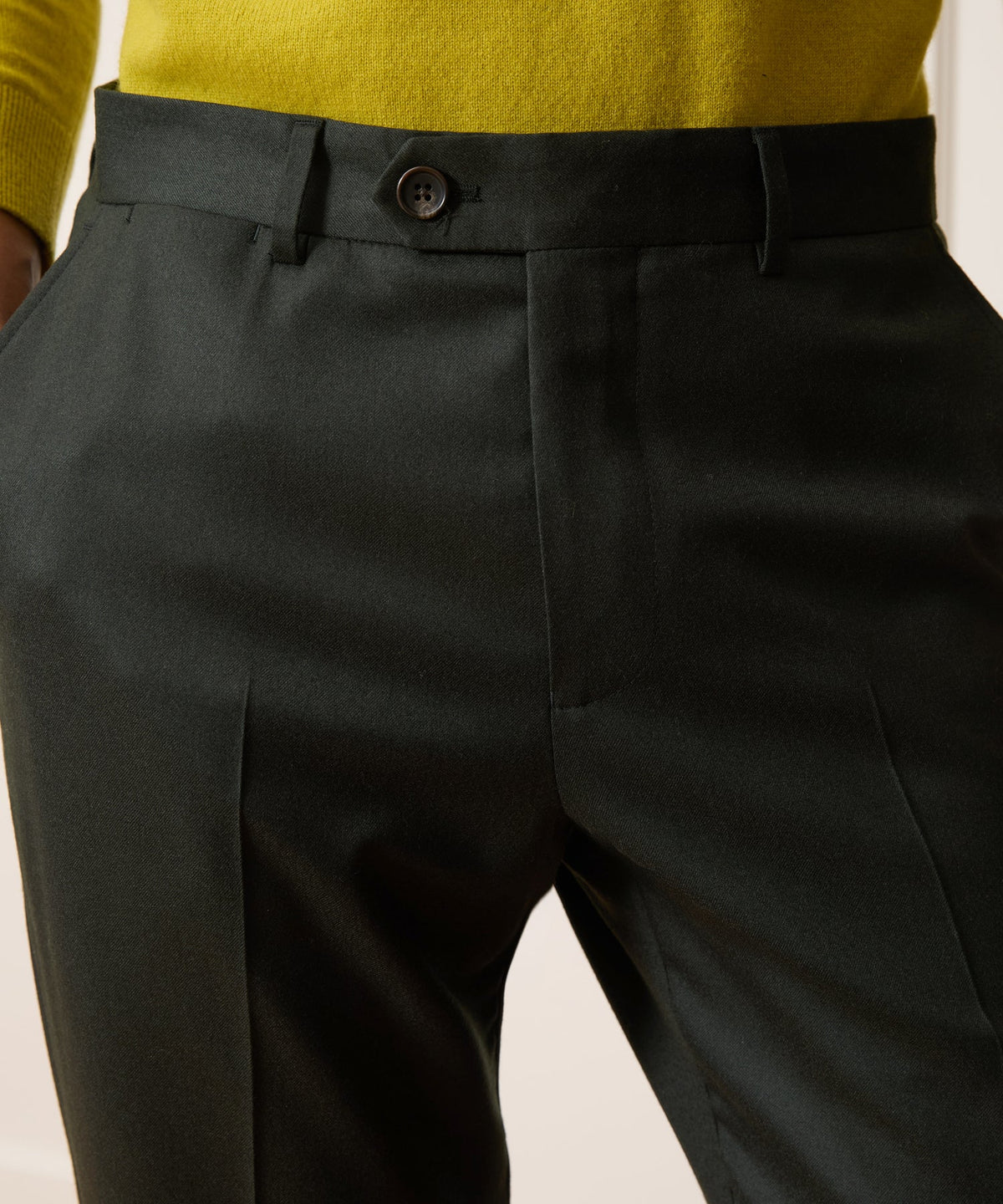 Italian Flannel Sutton Trouser - Emerald Green
