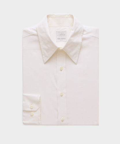 Italian Featherweight Flannel Long Point Collar Dress Shirt - Cream