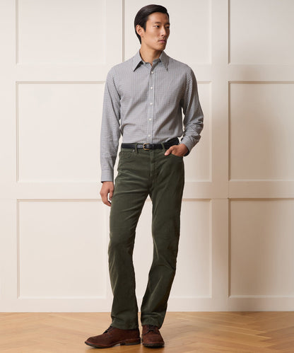 Italian Featherweight Flannel Long Point Collar Dress Shirt - Charcoal