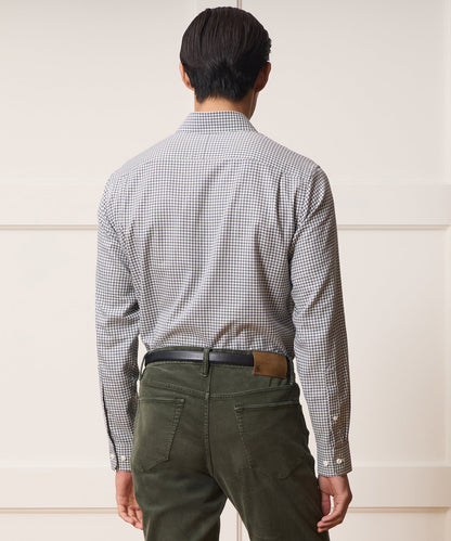 Italian Featherweight Flannel Long Point Collar Dress Shirt - Charcoal