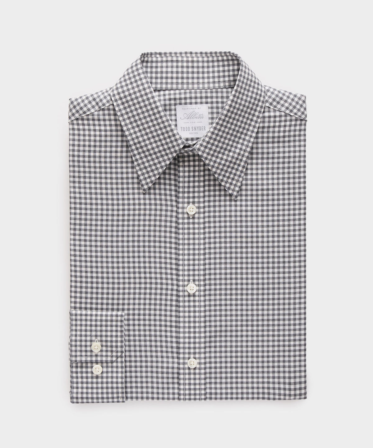 Italian Featherweight Flannel Long Point Collar Dress Shirt - Charcoal