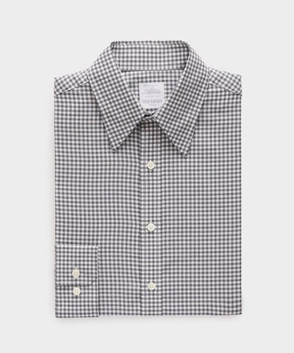 Italian Featherweight Flannel Long Point Collar Dress Shirt - Charcoal