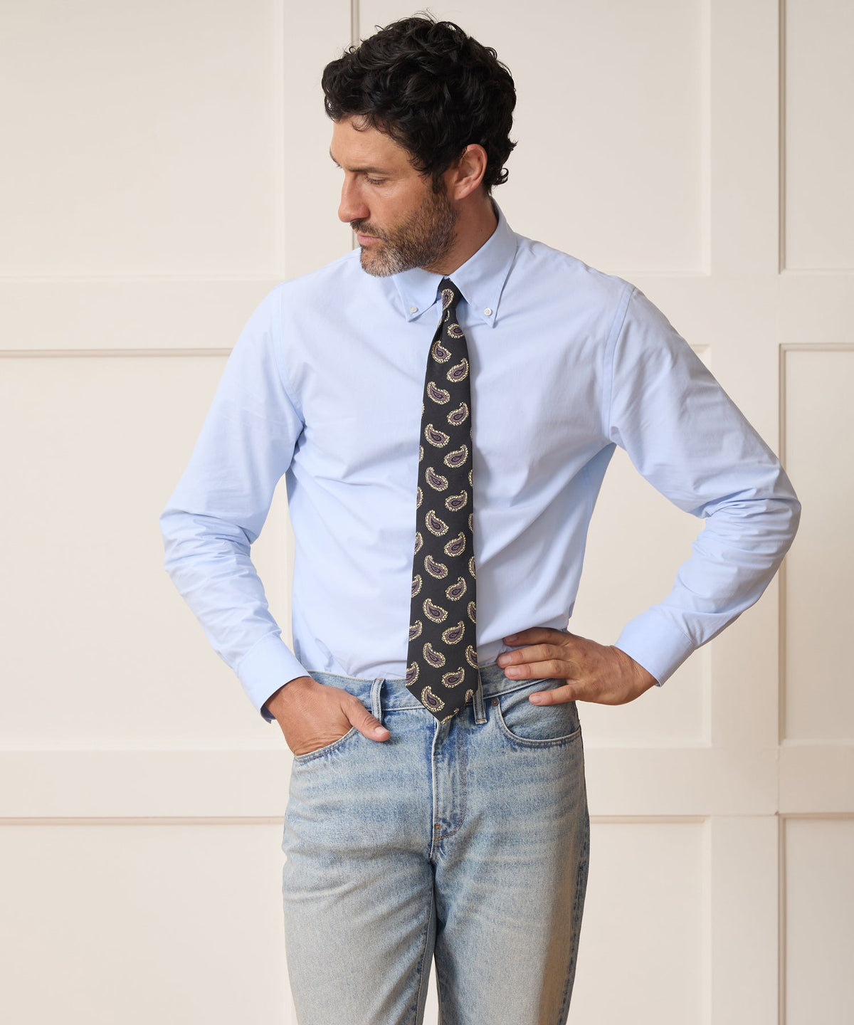 Italian Silk Dark Paisley Tie - Black
