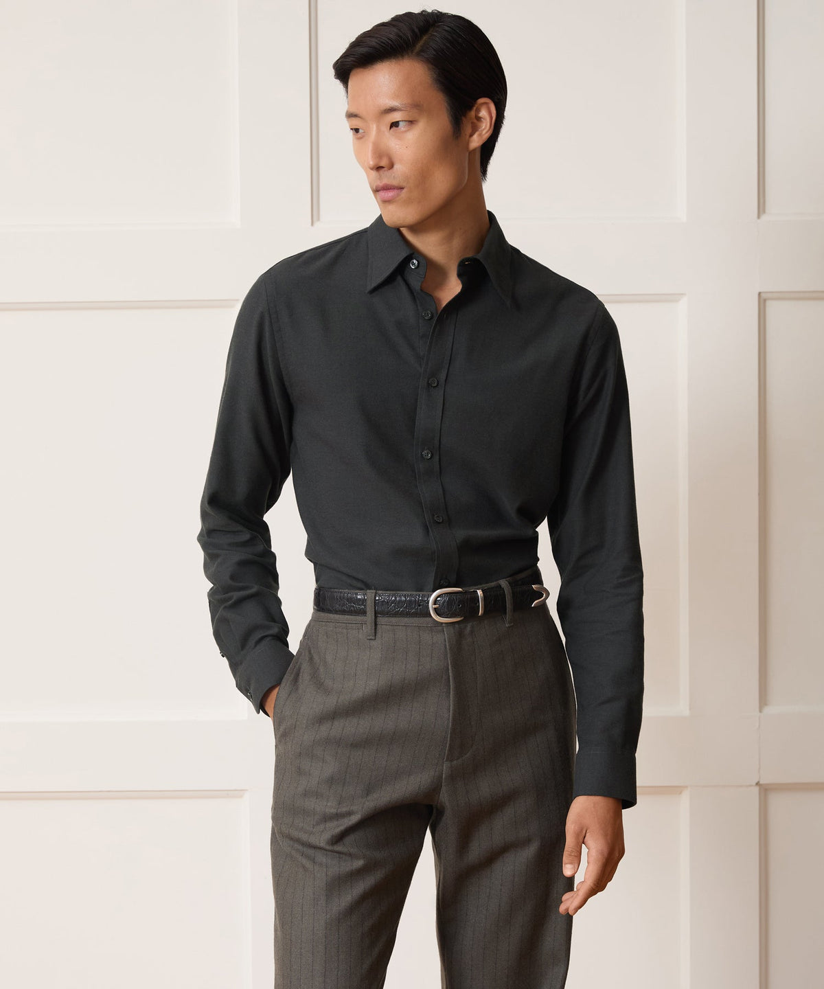 Cotton-Cashmere Sport Shirt - Charcoal
