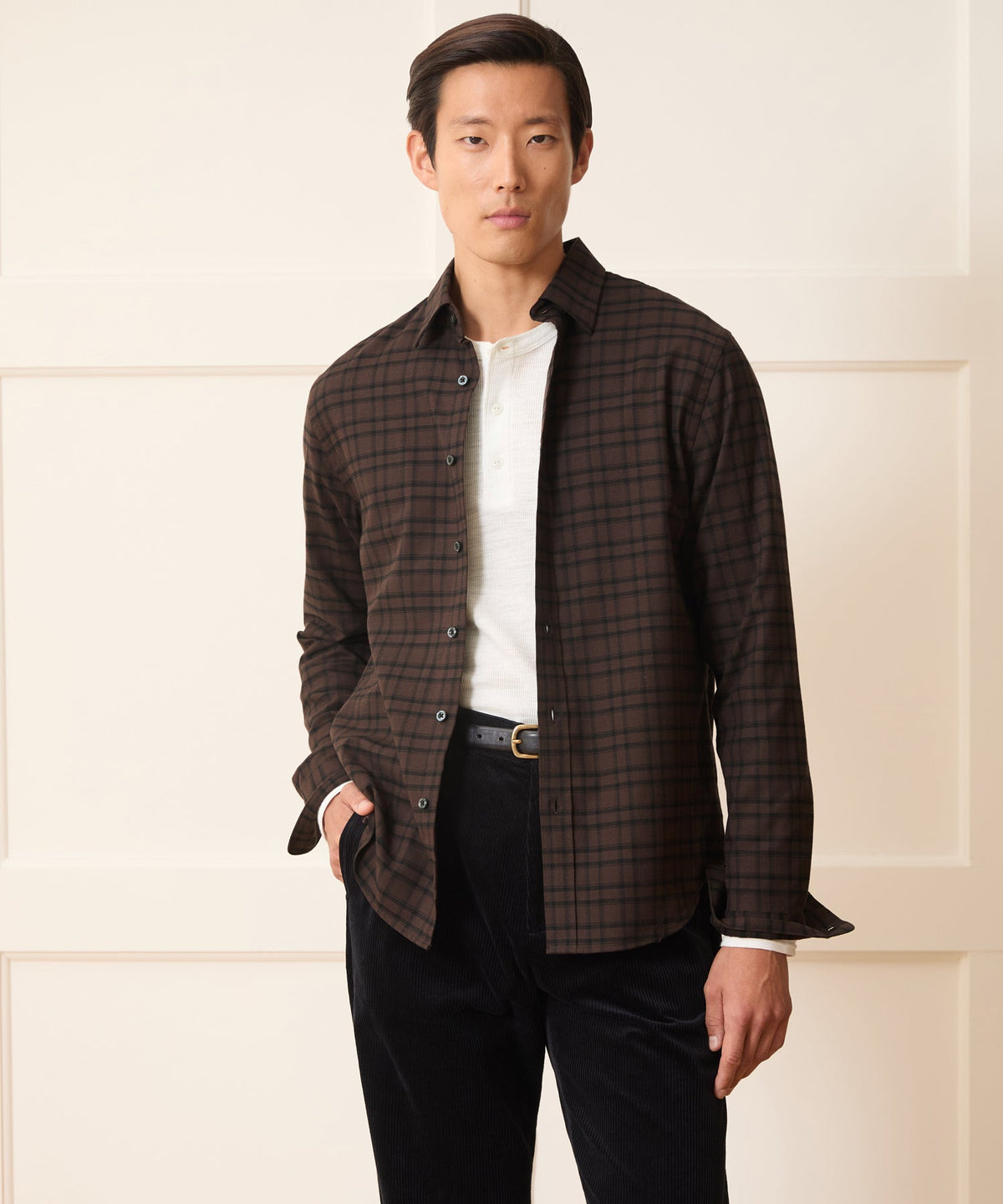 Cotton-Cashmere Sport Shirt - Caviar