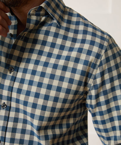 Cotton-Cashmere Sport Shirt - Blue