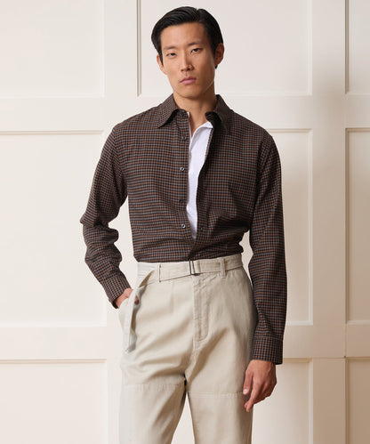 Cotton-Cashmere Sport Shirt - Brown