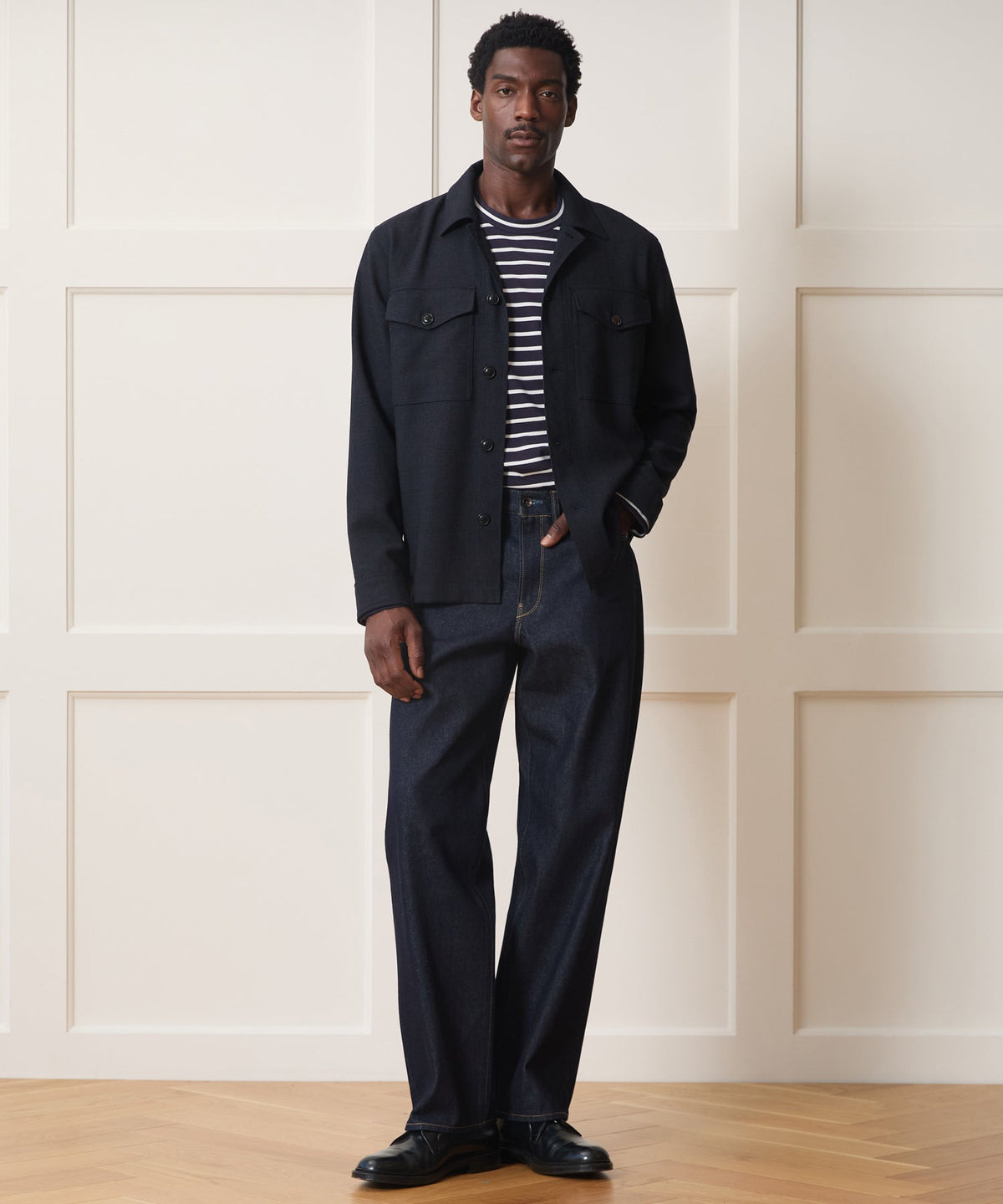 Italian Wool Military Overshirt - Blue
