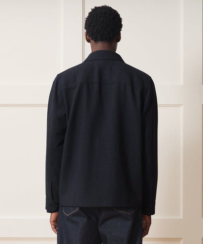 Italian Wool Military Overshirt - Blue