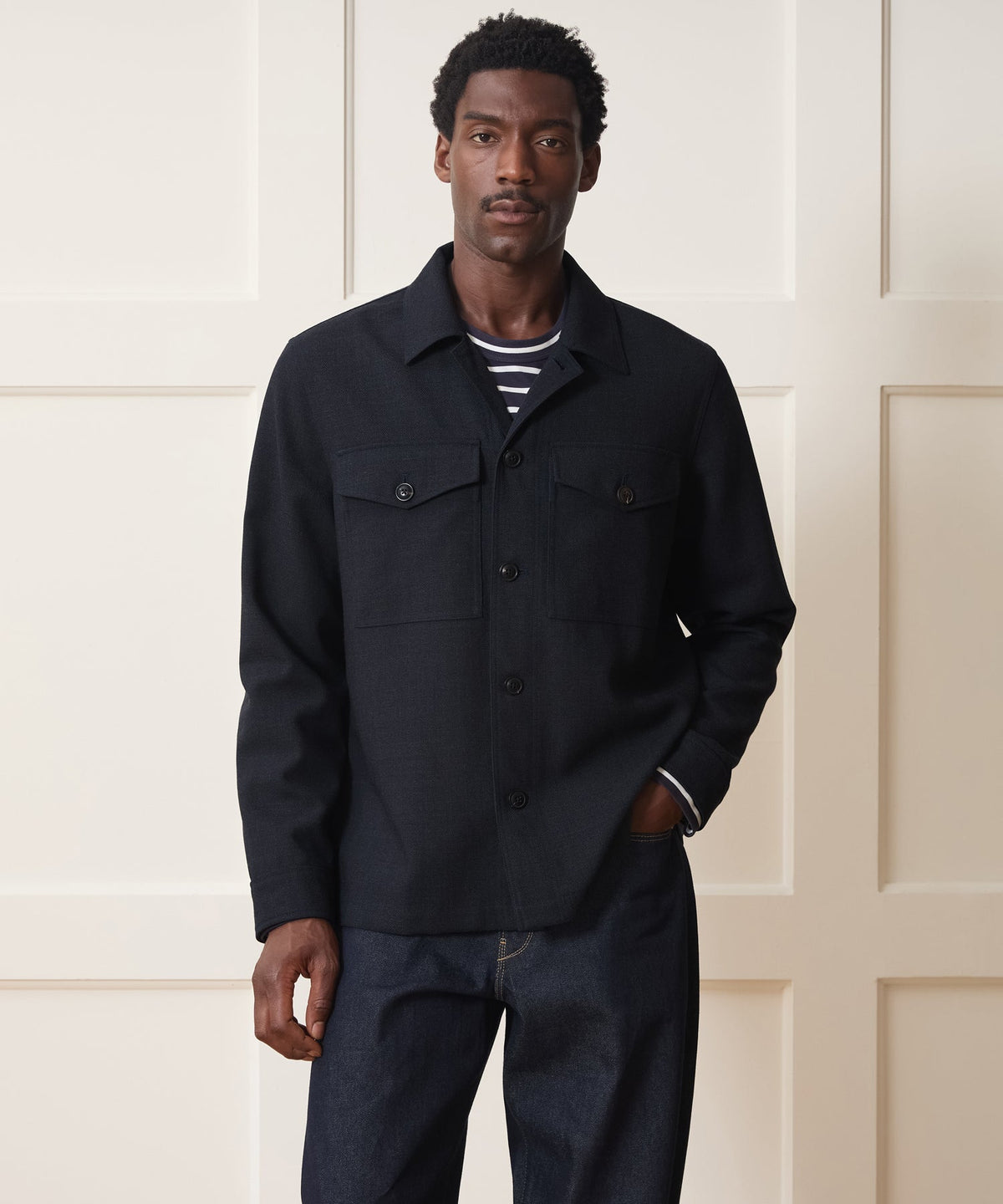 Italian Wool Military Overshirt - Blue