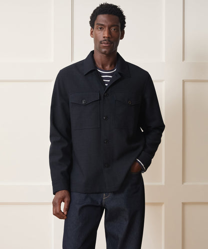 Italian Wool Military Overshirt - Blue