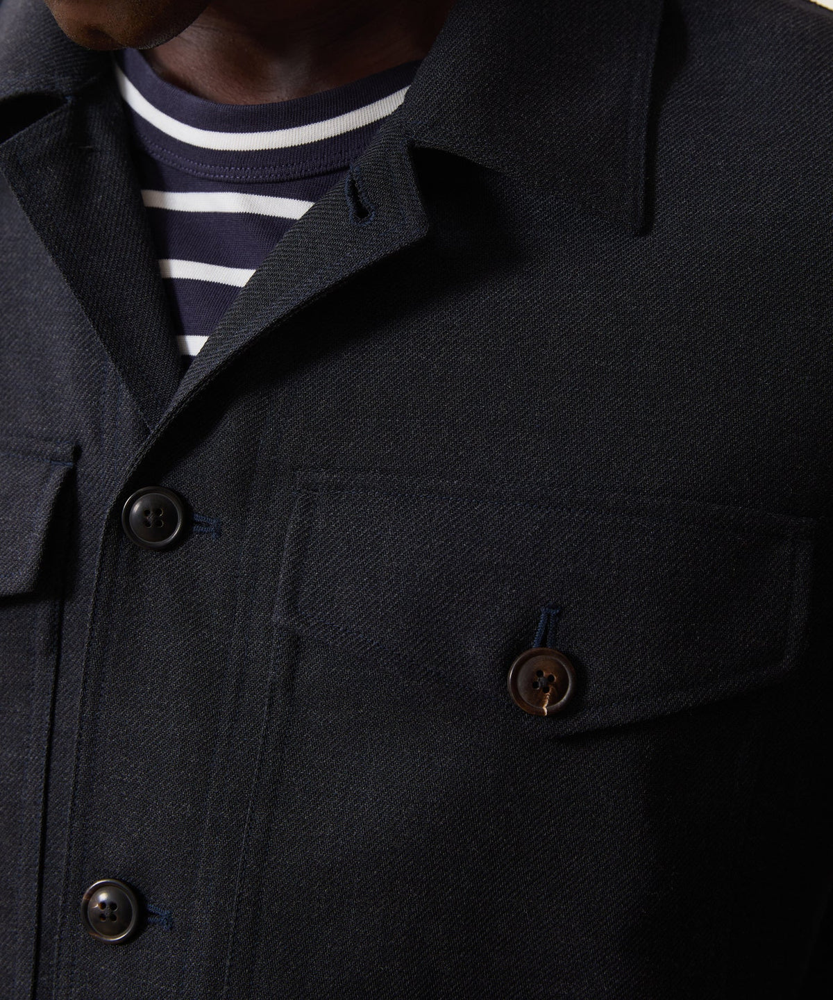 Italian Wool Military Overshirt - Blue