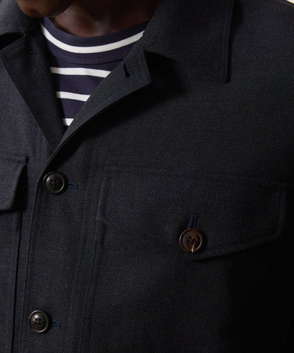 Italian Wool Military Overshirt - Blue