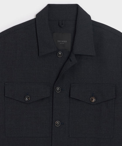 Italian Wool Military Overshirt - Blue