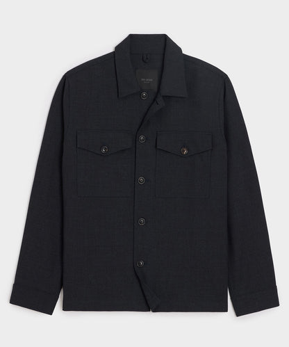 Italian Wool Military Overshirt - Blue