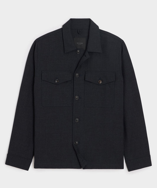 Italian Wool Military Overshirt - Blue