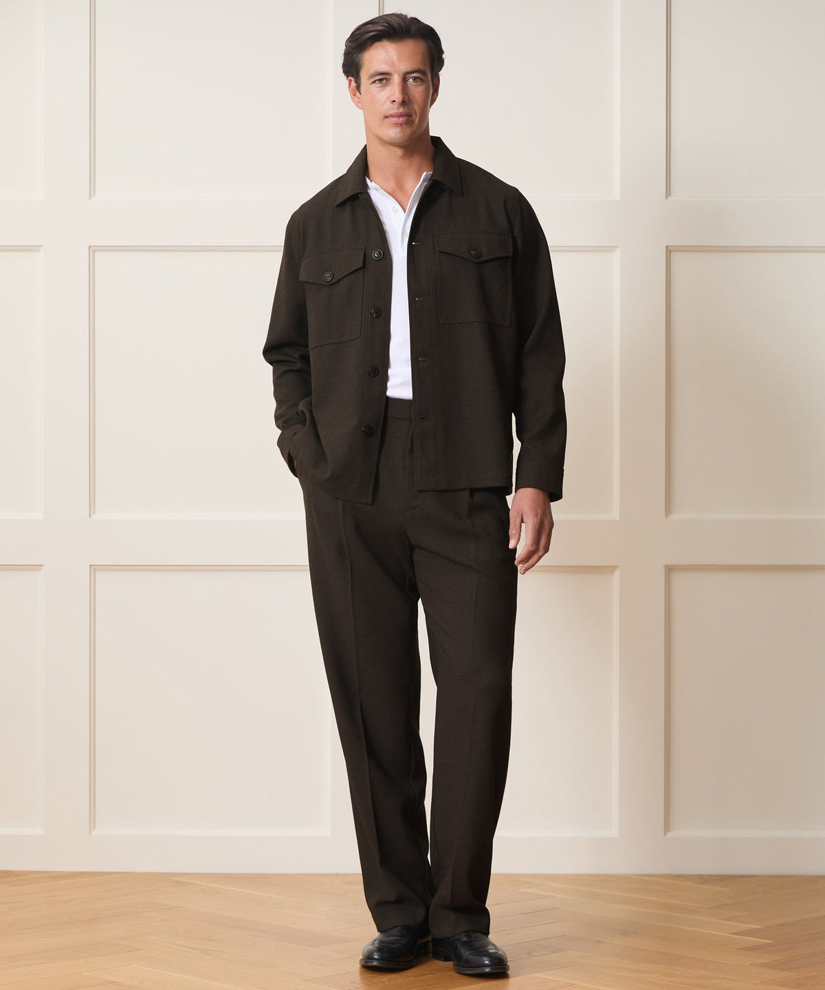 Italian Wool Military Overshirt - Brown