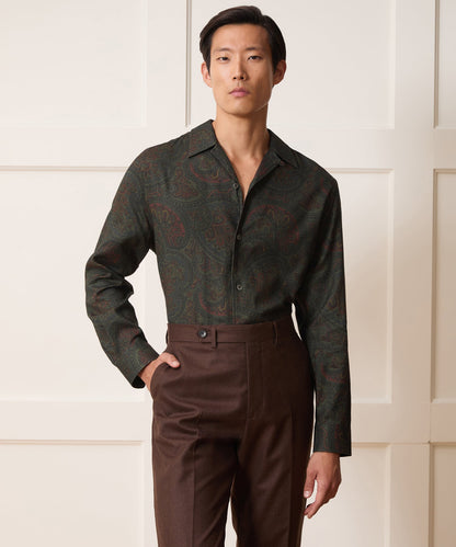 Paisley Camp Shirt - Olive