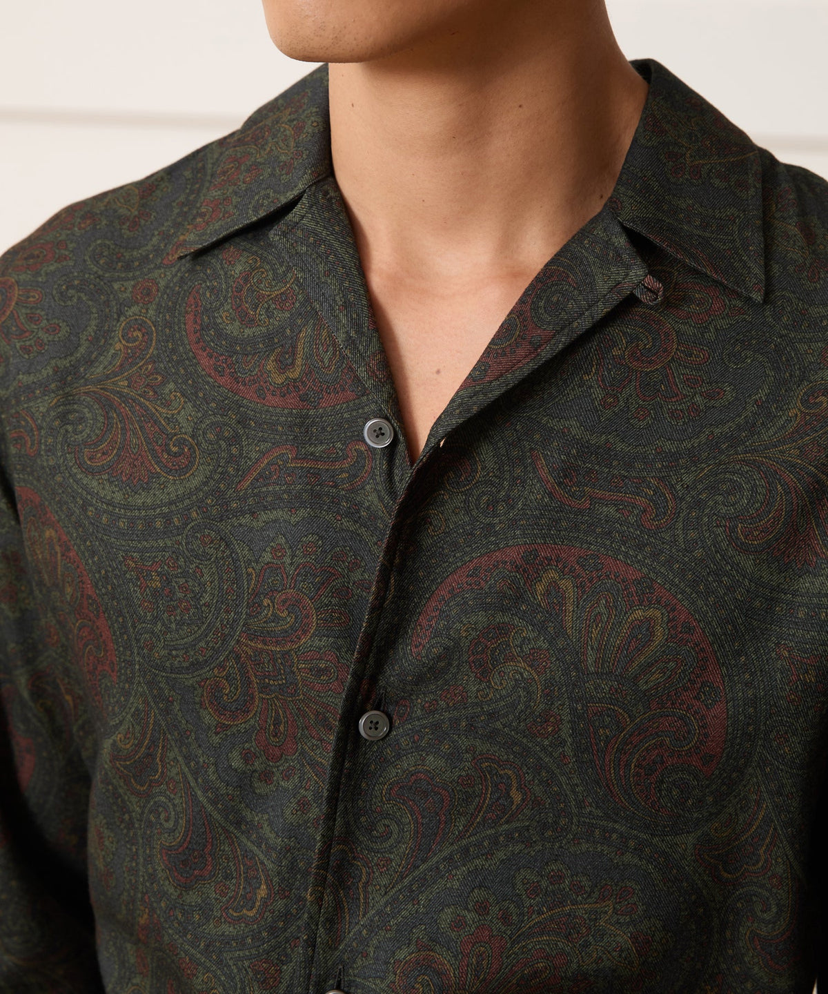 Paisley Camp Shirt - Olive