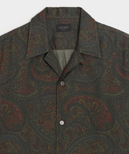 Paisley Camp Shirt - Olive