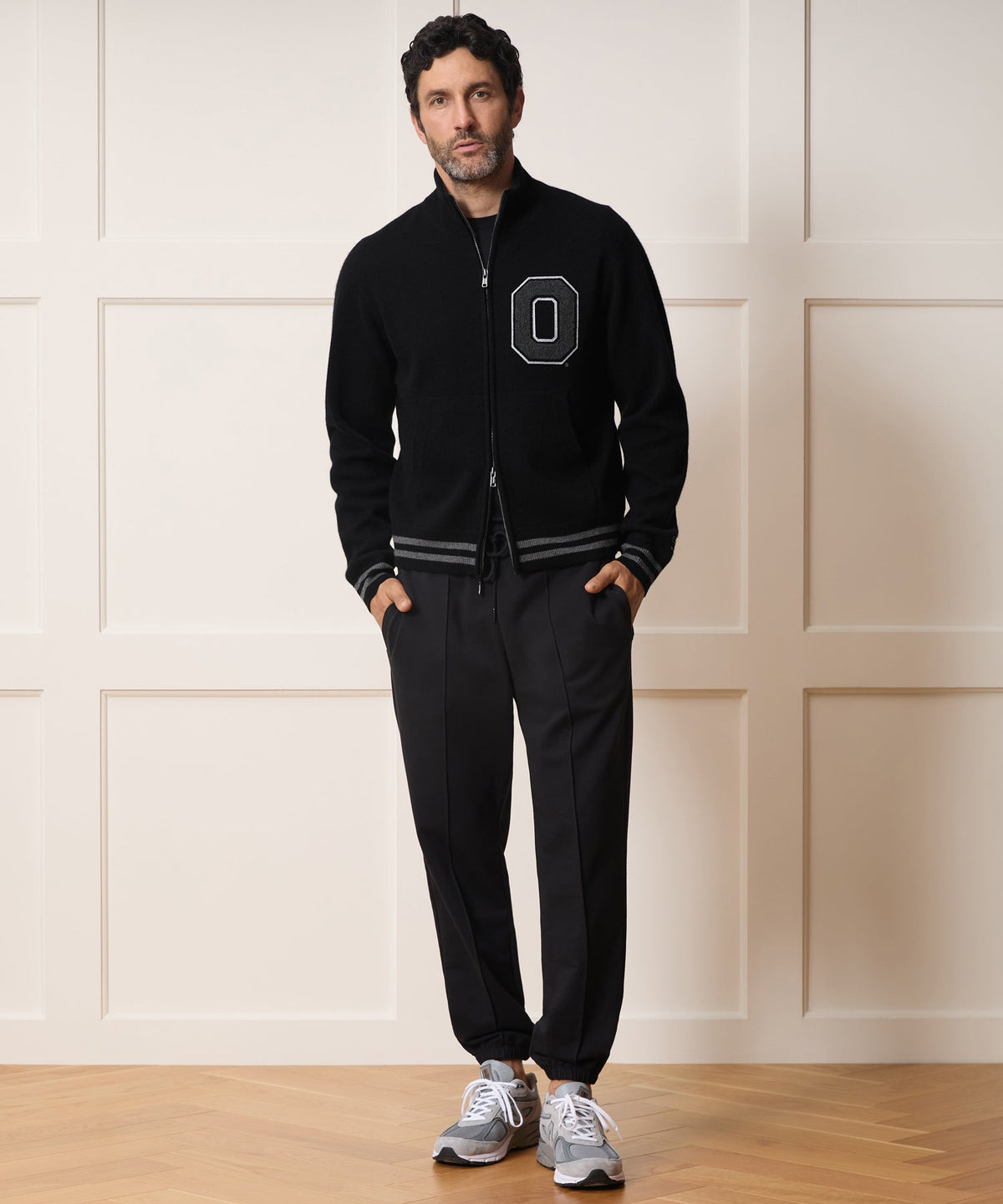 Todd Snyder x The Ohio State University™ Cashmere Full-Zip Sweater - Pitch Black
