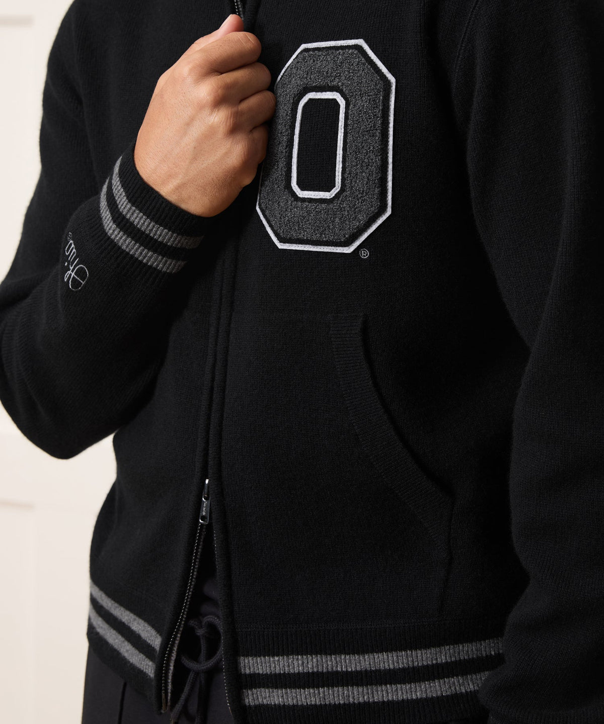 Todd Snyder x The Ohio State University™ Cashmere Full-Zip Sweater - Pitch Black