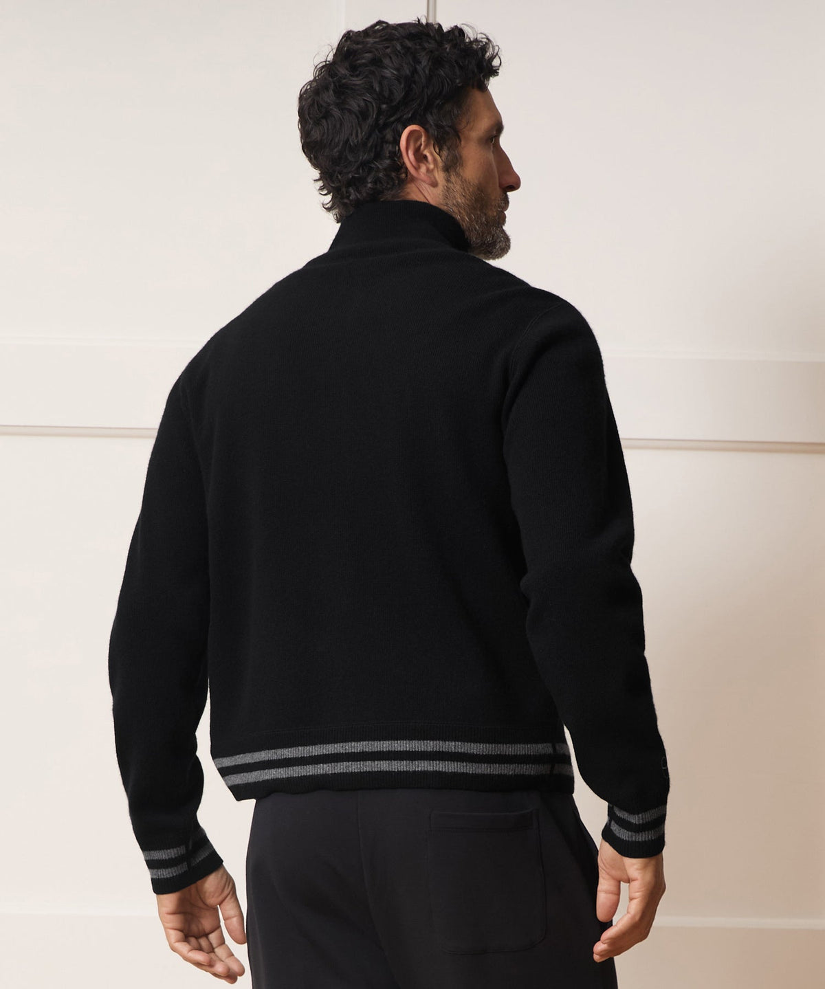 Todd Snyder x The Ohio State University™ Cashmere Full-Zip Sweater - Pitch Black