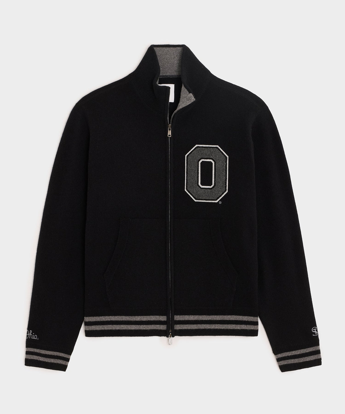 Todd Snyder x The Ohio State University™ Cashmere Full-Zip Sweater - Pitch Black