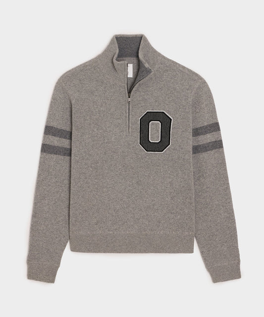 Todd Snyder x The Ohio State University™ Cashmere Quarter-Zip Sweater - Light Grey Heather