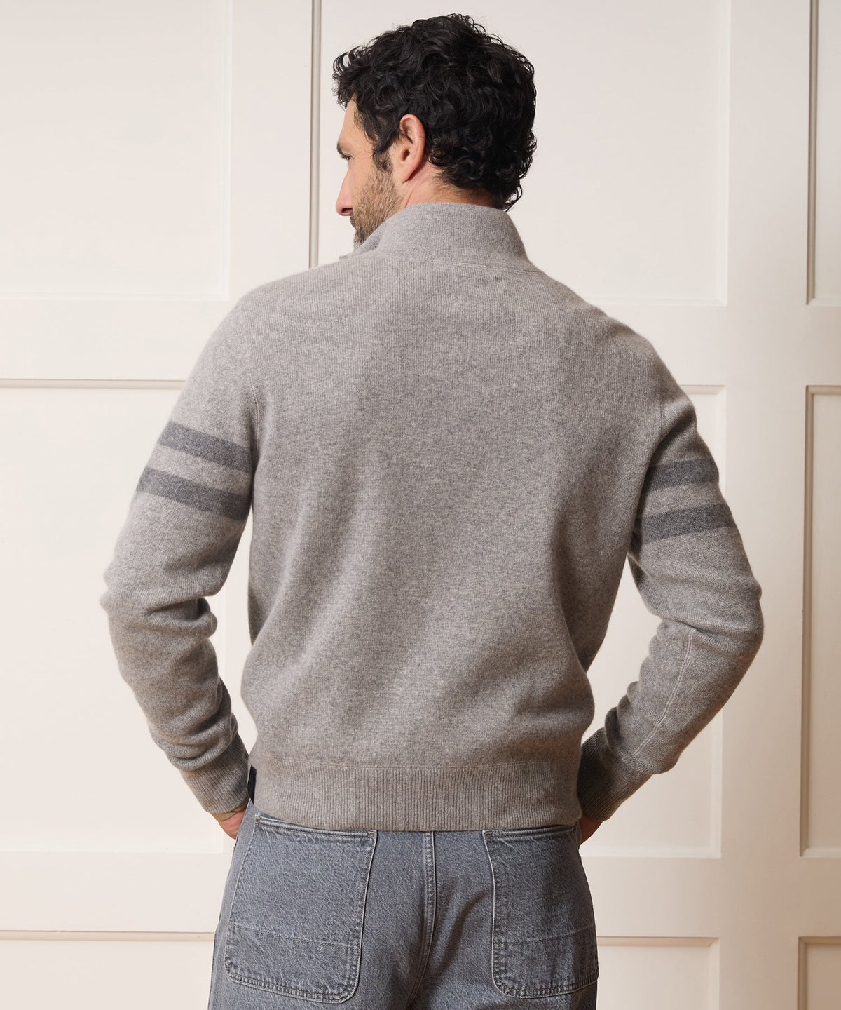 Todd Snyder x The Ohio State University™ Cashmere Quarter-Zip Sweater - Light Grey Heather