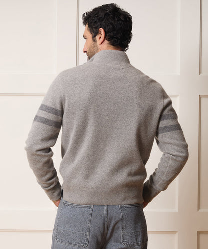 Todd Snyder x The Ohio State University™ Cashmere Quarter-Zip Sweater - Light Grey Heather