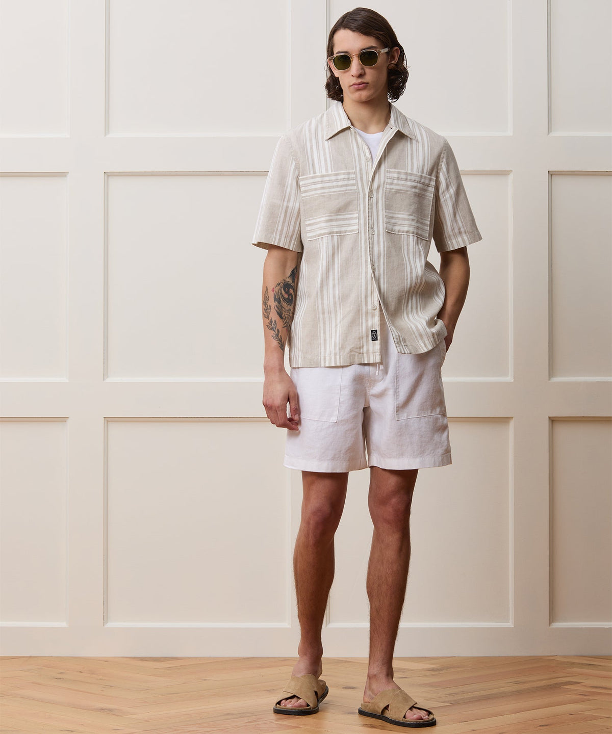 7" Linen Beach Short - White