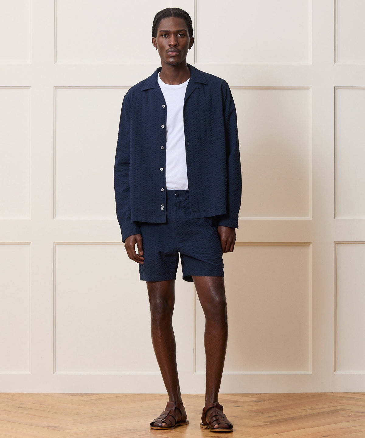 5" Seersucker Beachcomber Short - Navy