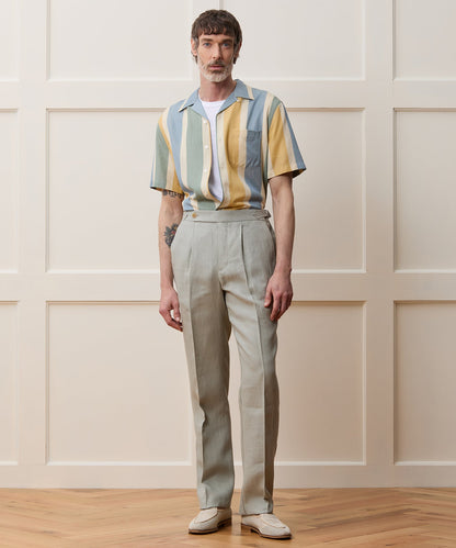 Irish Linen Side Tab Trouser - Dove Grey