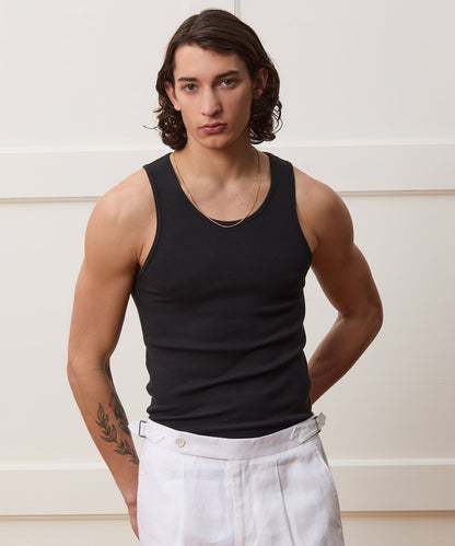 Slim Ribbed Tank - Black