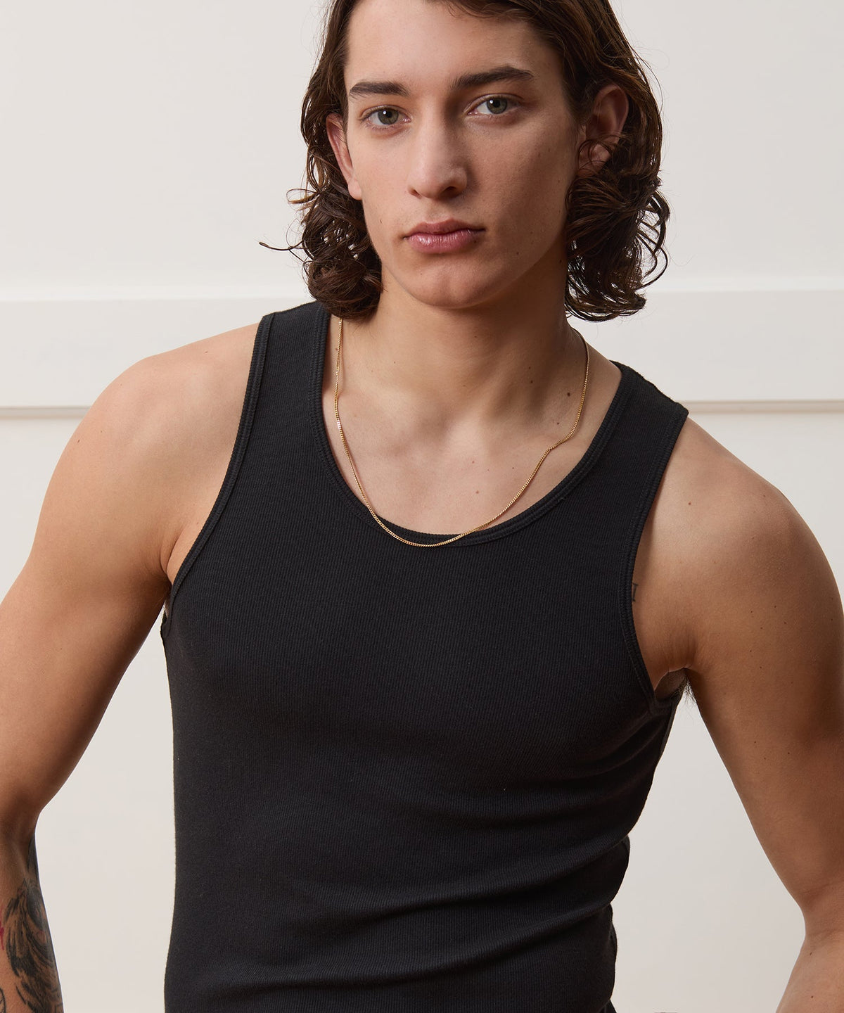 Slim Ribbed Tank - Black