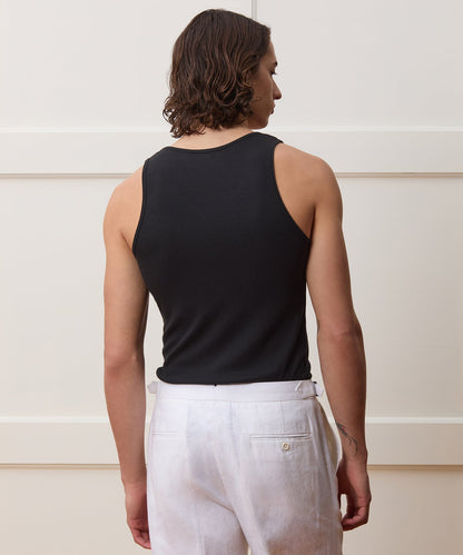 Slim Ribbed Tank - Black